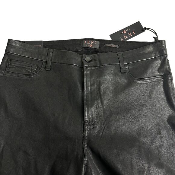 Jen7 7 For All Mankind Black Coated Straight Ankle Jeans Size 16 - Picture 5 of 11